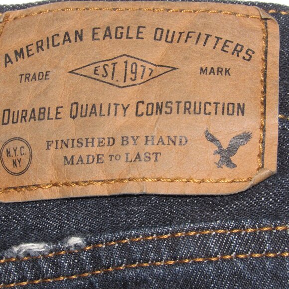 AMERICAN EAGLE Men’s Relaxed Straight Dark Wash Jeans Size 40 x 30 - Picture 6 of 8